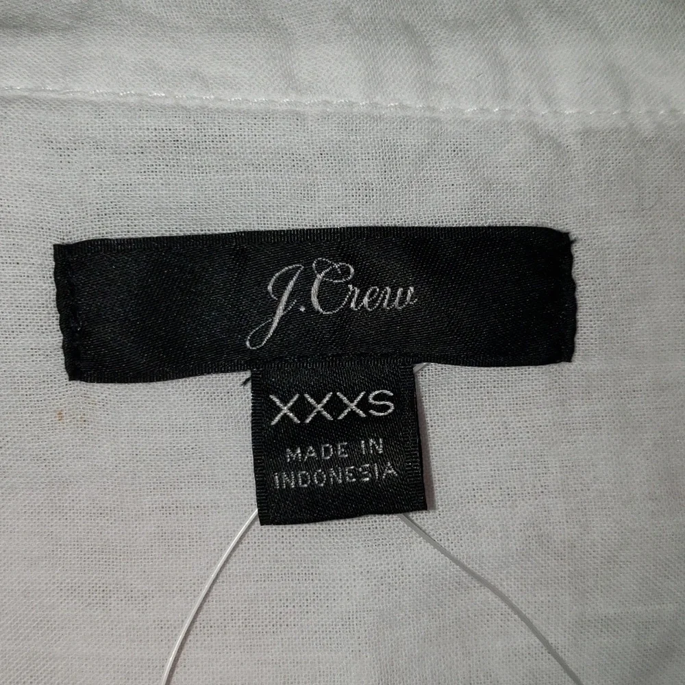 NWT J Crew Semi-sheer White Cotton Popover Blouse, Size XXXS